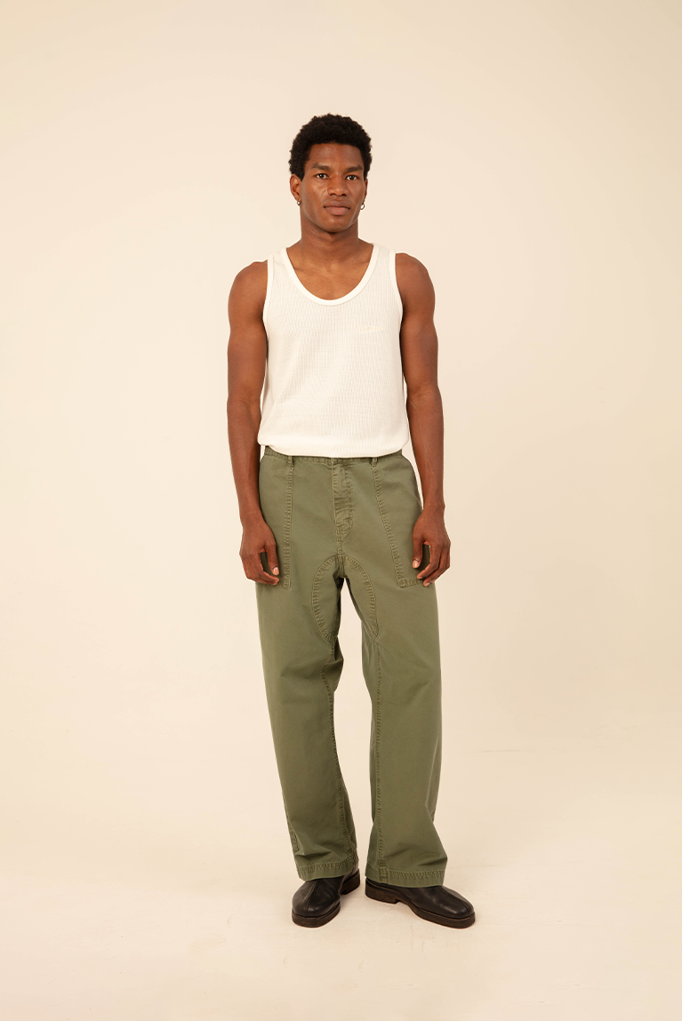 Green Washed Twill Pants