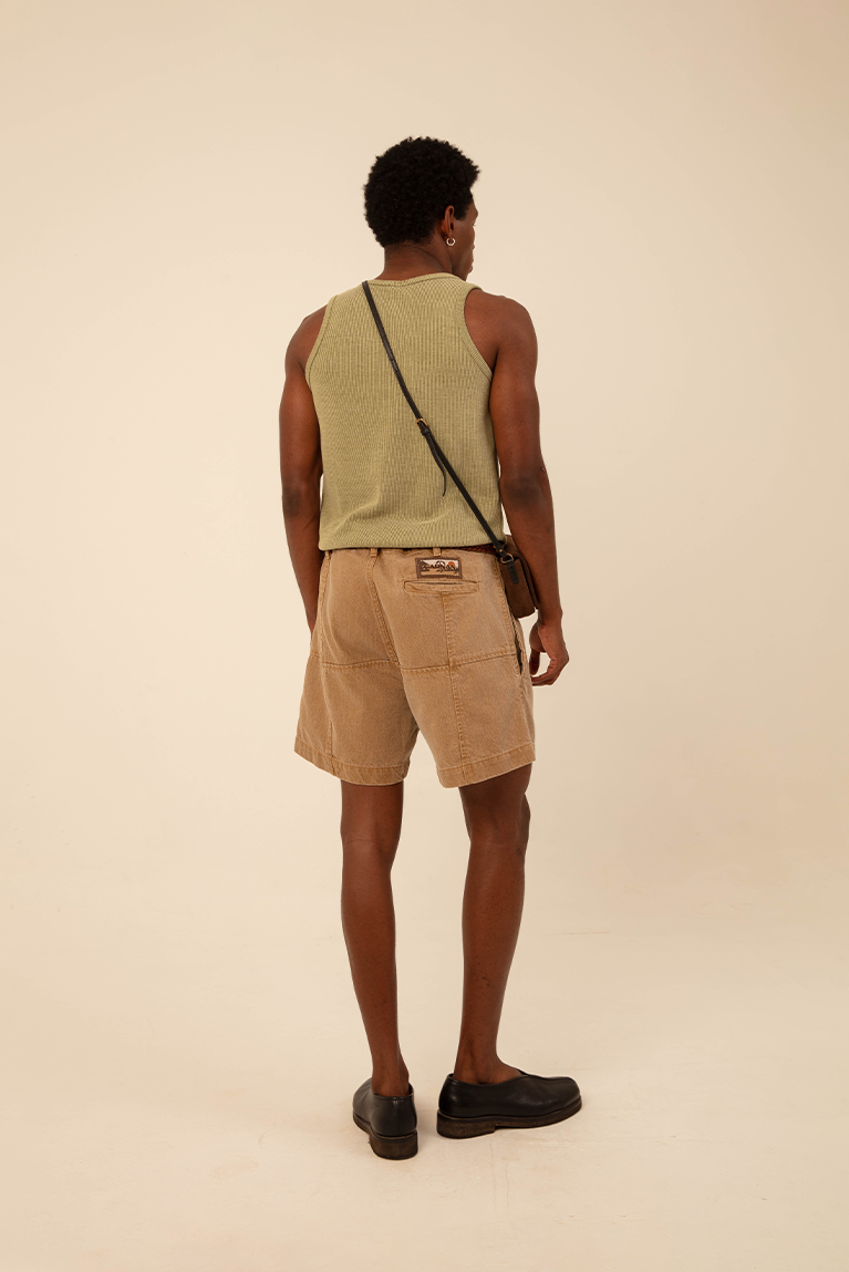 Beige Checkerboard Shorts