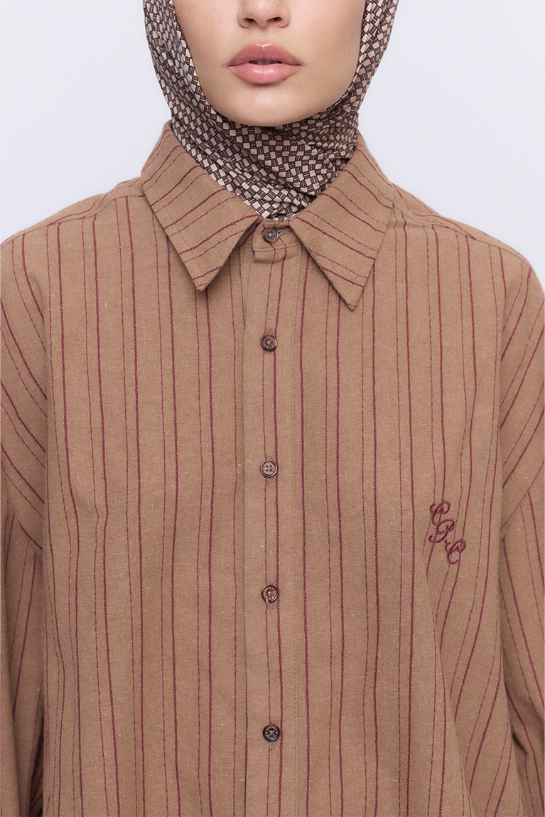 Carnan x CP Brown Striped Shirt