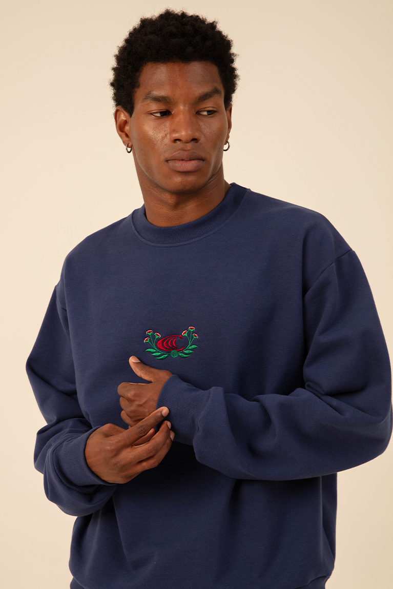 Embroided Navy Sweatshirt