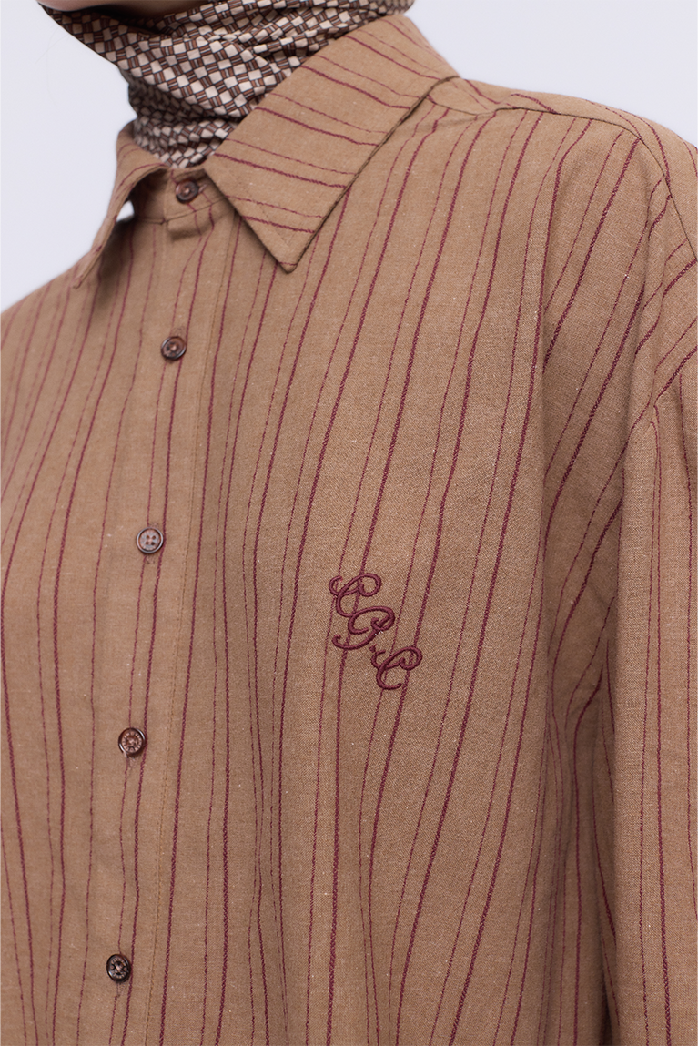 Carnan x CP Brown Striped Shirt