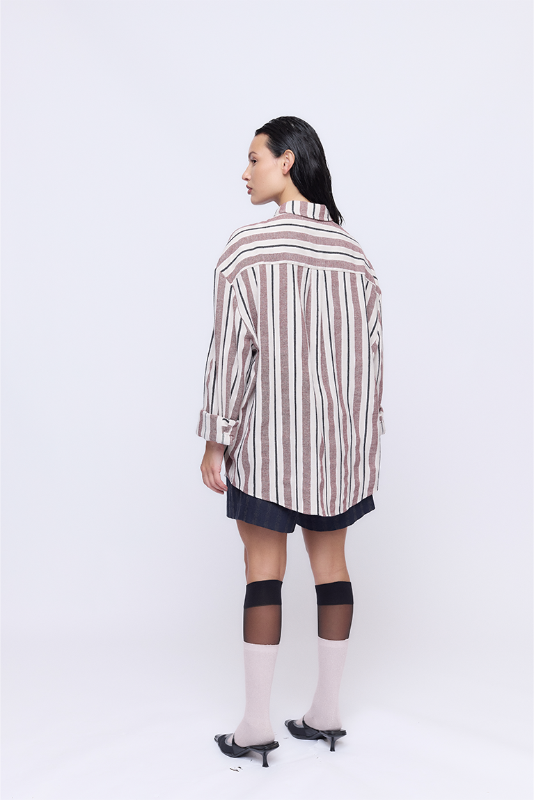 Carnan x CP Burgundy Striped Shirt